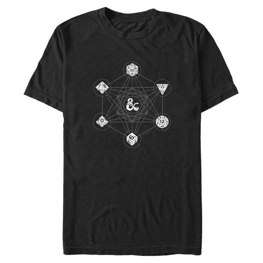 Dungeons and Dragons - 6 Die with Metatron Geometry - T-Shirt