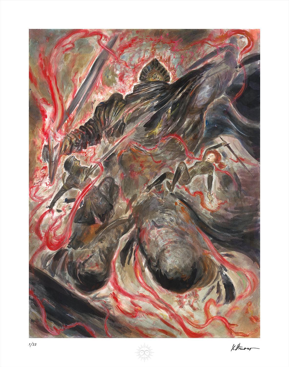 Expedition 33 - The Painted Duel Esquie Edition - Signed by Yoshitaka Amano Print - 30x38