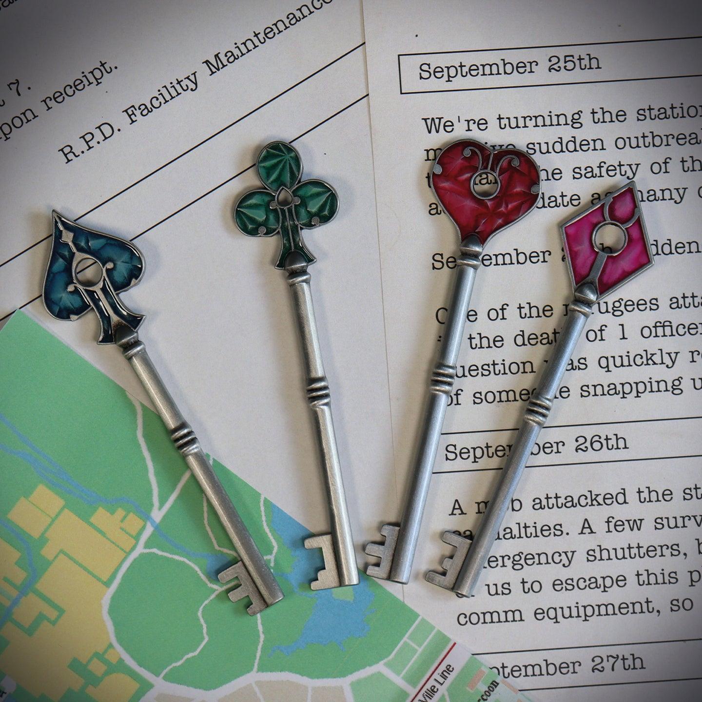 Resident Evil 2 - Set of Card Suit Keys - US Variant